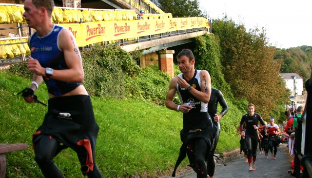 Ironman Wales 2012: Busy swim exit. A long run to transition.