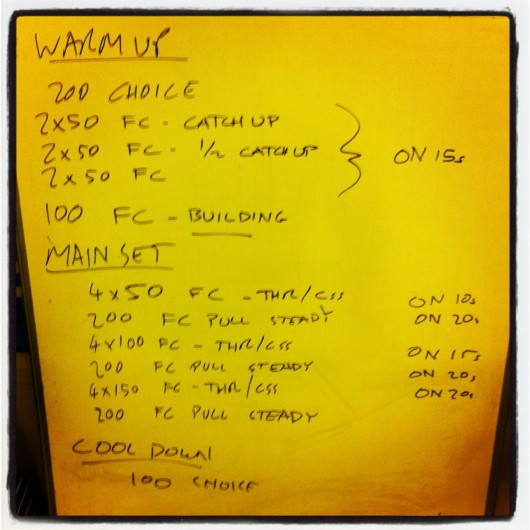 Swim set: Tuesday 6th August 2013