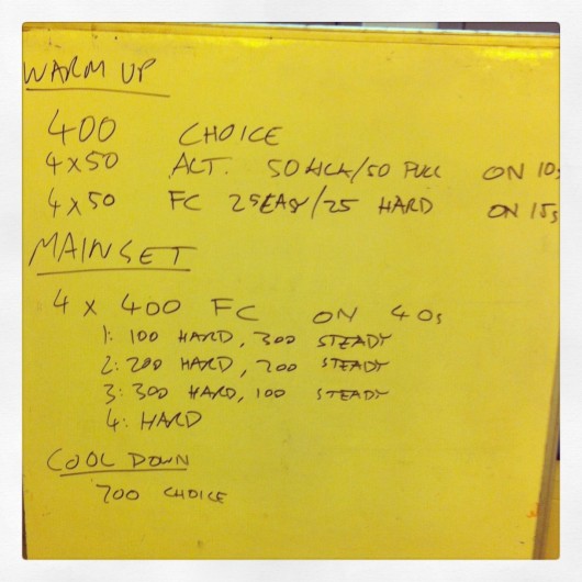 Tuesday 13th August 2013 - Threshold Swim Session