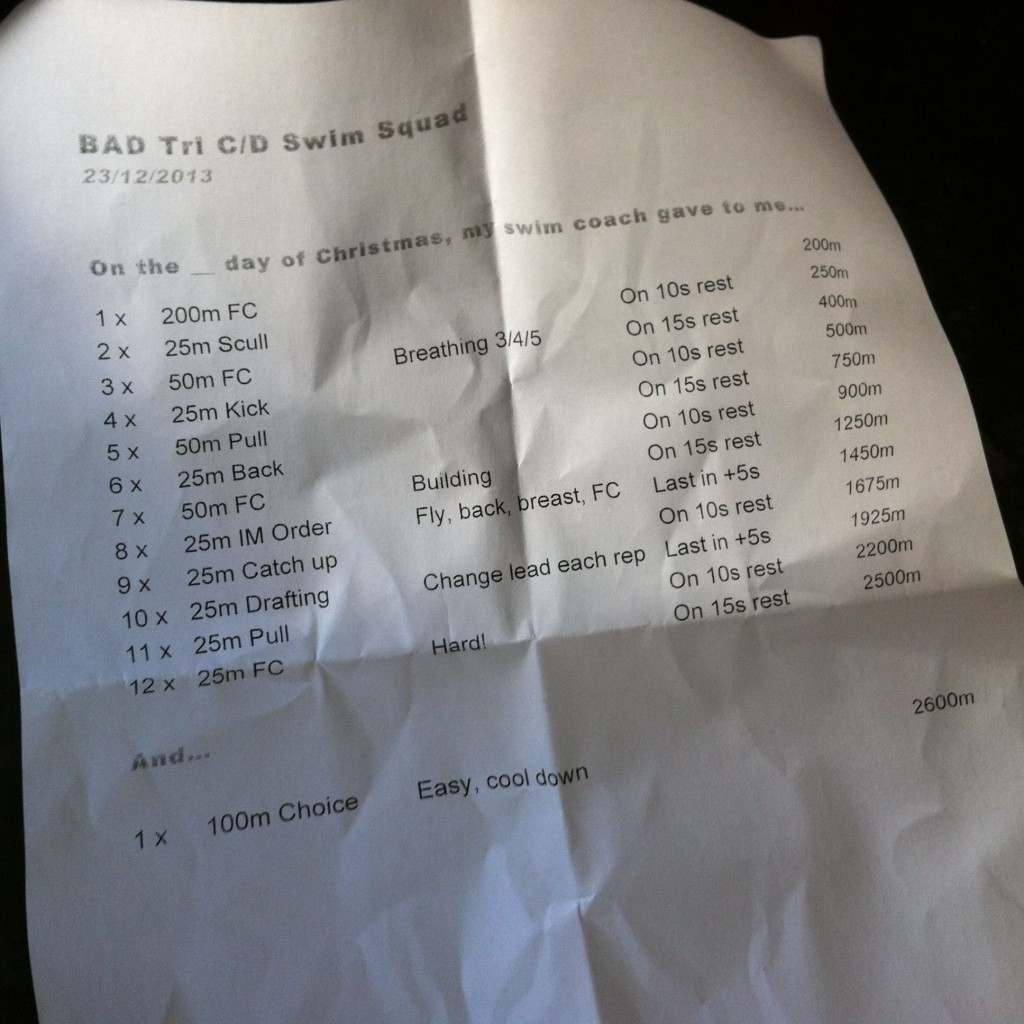 Weekly Swim Set – Tuesday, 24th December 2013