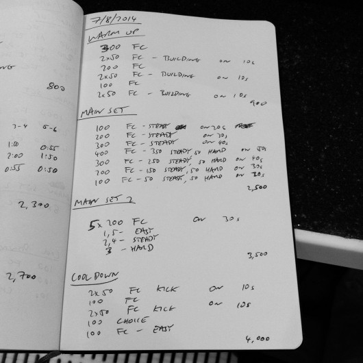 Thursday, 7th August 2014 - Endurance Swim Session