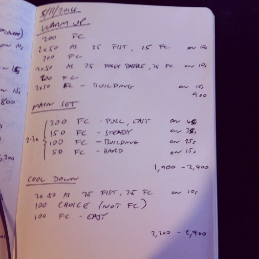 Wednesday, 5th November 2014 - Endurance Swim Session