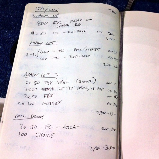 Thursday, 15th January 2015 - Endurance Swim Session