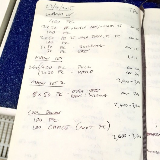 Thursday, 23rd April 2015 - Endurance Swim Session