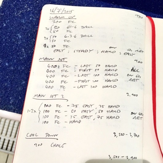 Thursday, 16th July 2015 - Endurance Swim Session