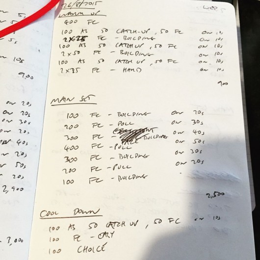 Wednesday, 26th August 2015 - Endurance Swim Session