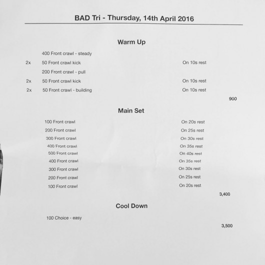 Thursday, 14th April 2016 - Swim Session